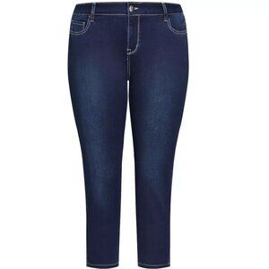 26 Petite - Womens Plus Butter Denim Skinny Jean Dark Wash - Avenue - Dark Blue